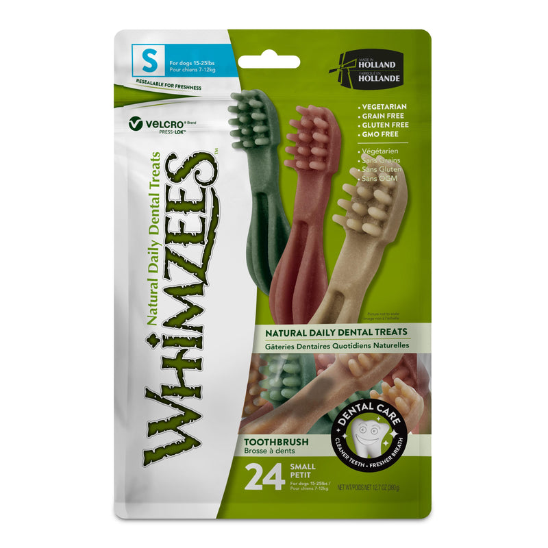 Whimzees Toothbrush Dental Dog Treats Small 24 Pack-Habitat Pet Supplies