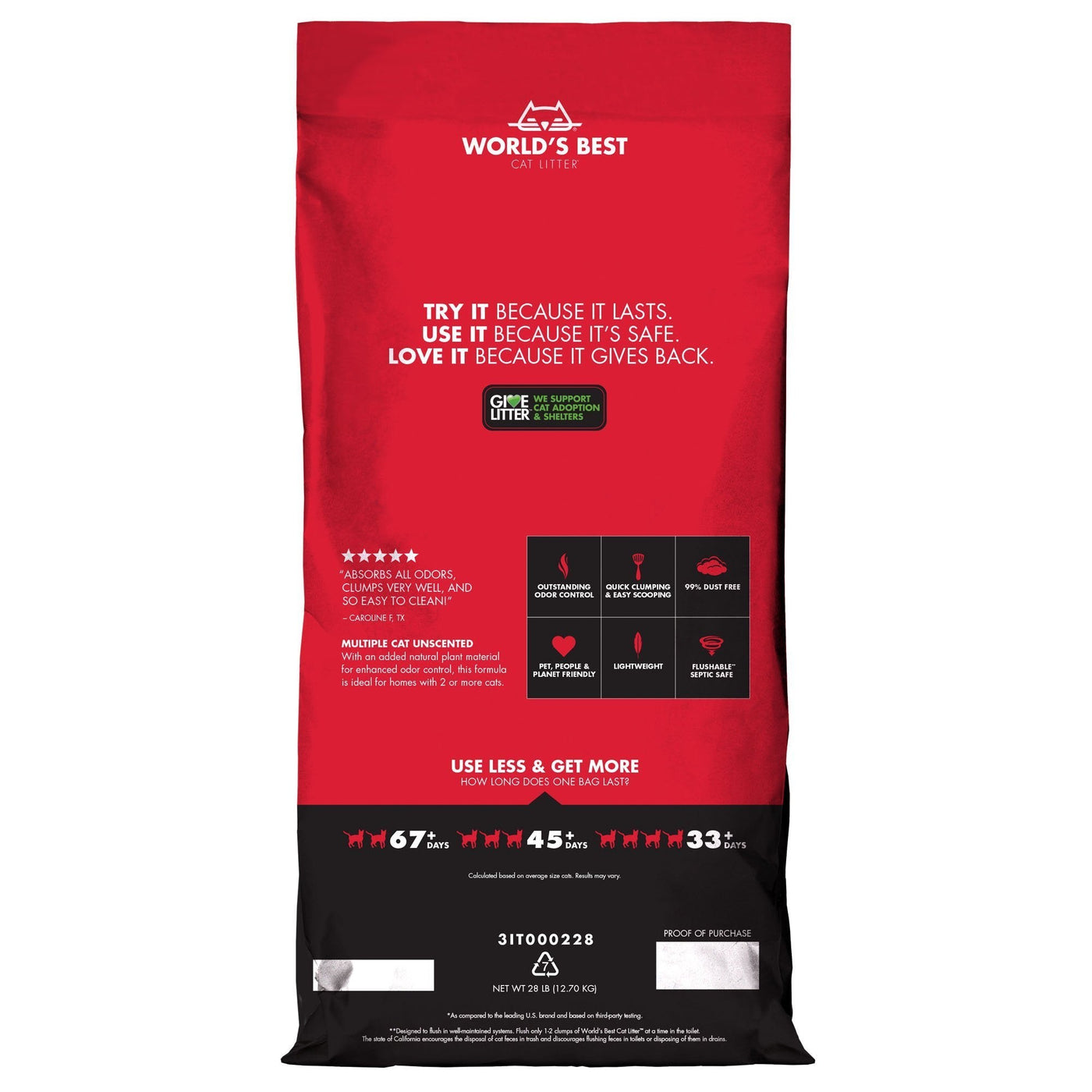 Worlds Best Multiple Cat Clumping Cat Litter 12.7kg Habitat Pet