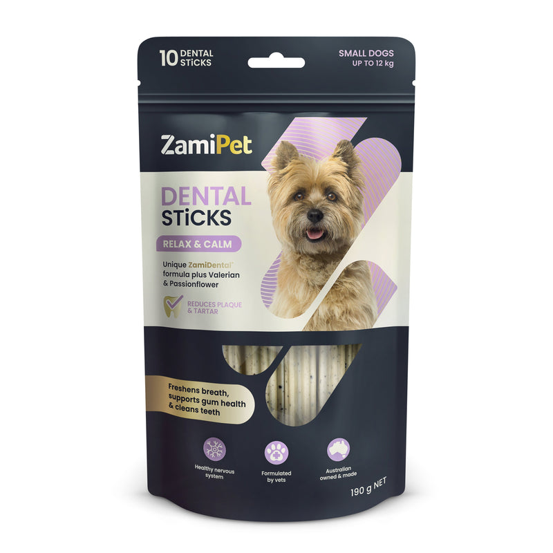 ZamiPet Dental Sticks Relax and Calm for Small Dogs 190g 10 Pack-Habitat Pet Supplies