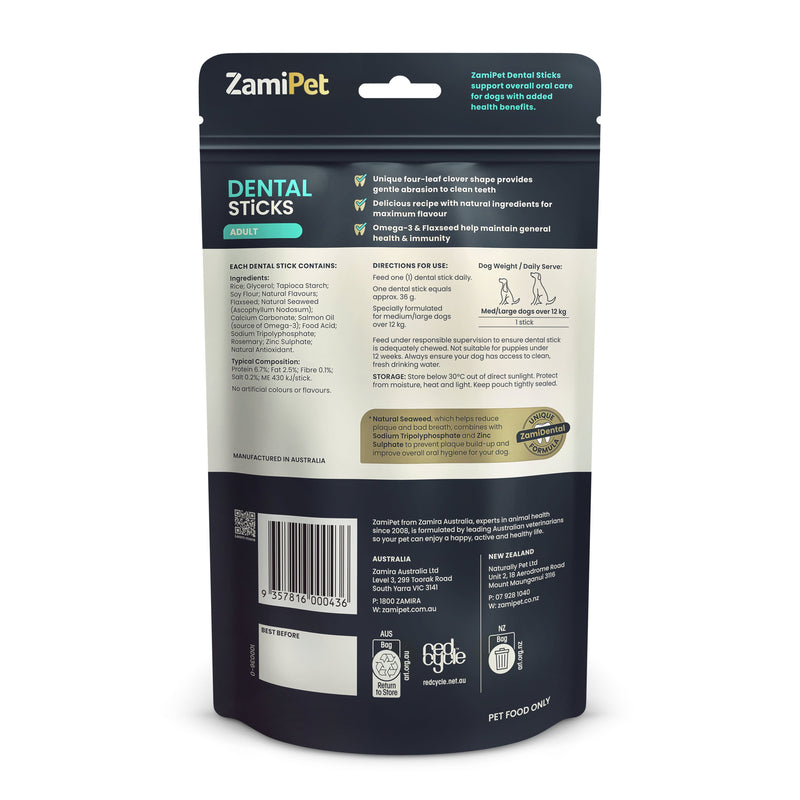 ZamiPet Dental Sticks for Medium and Large Adult Dogs 200g 6 Pack