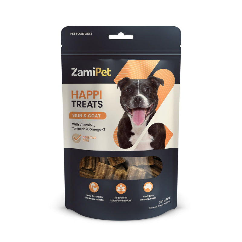 ZamiPet Happitreats Skin and Coat Chews for Dogs 200g 30 Pack-Habitat Pet Supplies