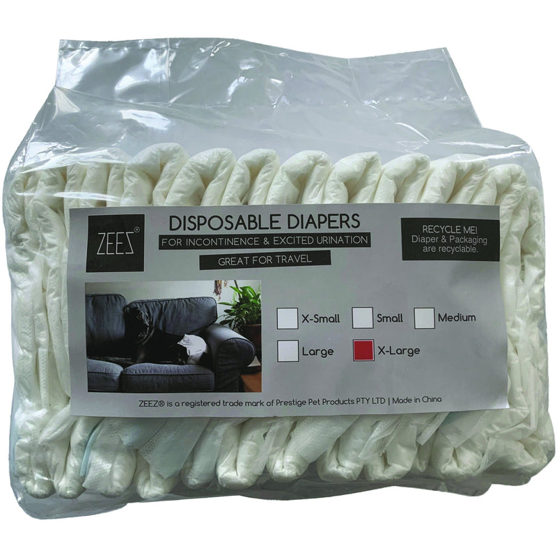 ZeeZ Disposable Dog Diaper Extra Large 12 Pack (+_+)-Habitat Pet Supplies