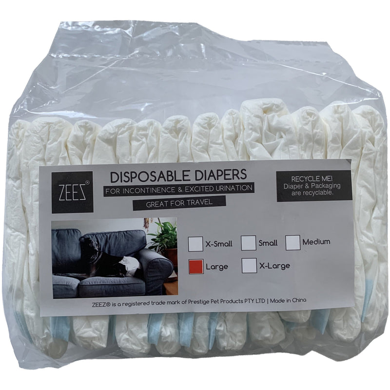 ZeeZ Disposable Dog Diaper Large 12 Pack (+_+)-Habitat Pet Supplies