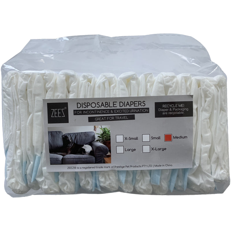 ZeeZ Disposable Dog Diaper Medium 12 Pack (+_+)-Habitat Pet Supplies