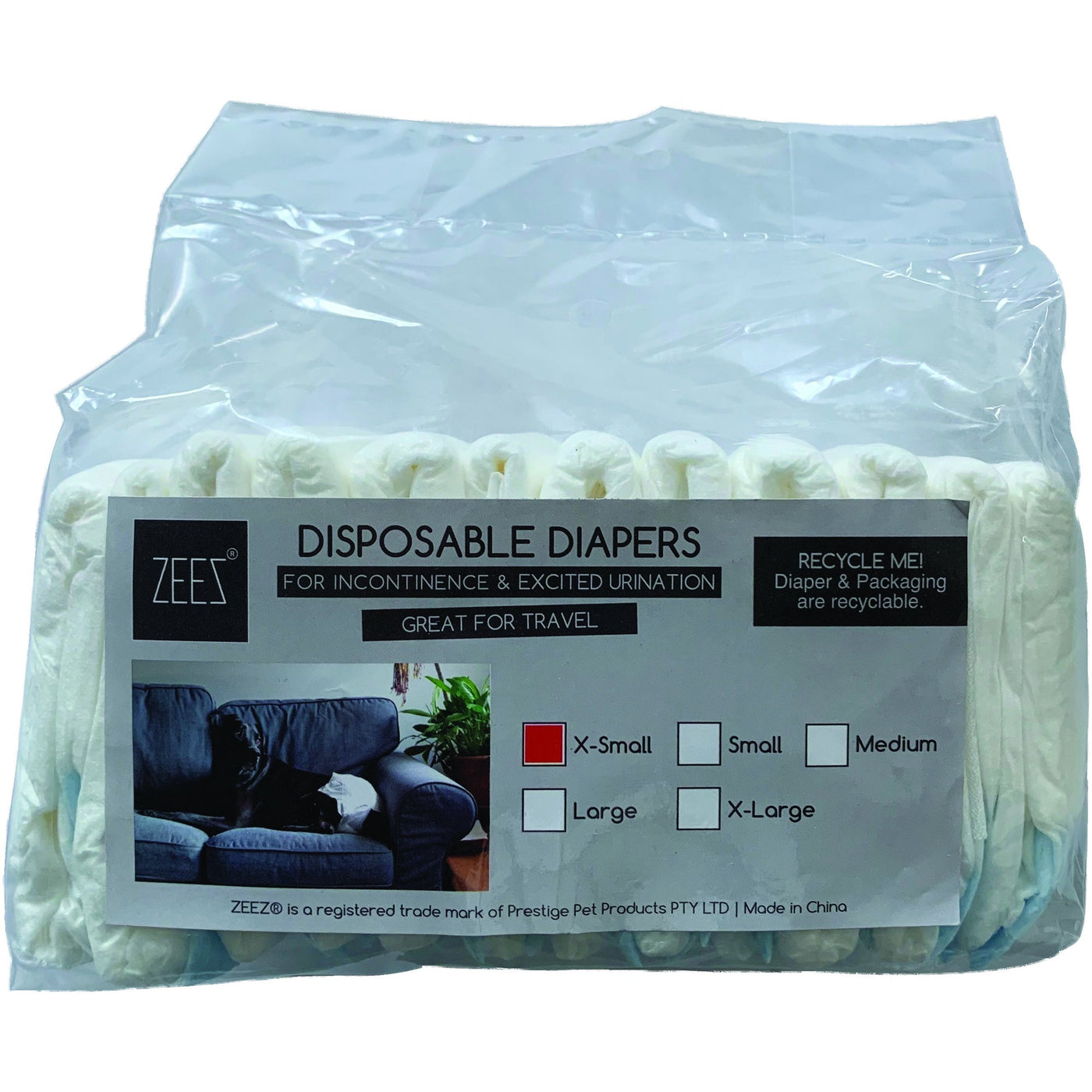 ZeeZ Disposable Dog Diapers Extra Small 12 Pack Habitat Pet Supplies