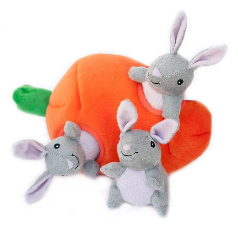 Zippy Paws Carrot and Bunnies Burrow Dog Toy-Habitat Pet Supplies