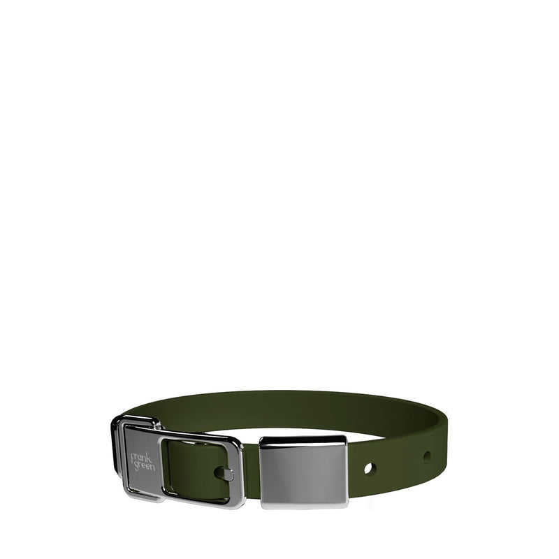 frank green Khaki Dog Collar and Tag Medium-Habitat Pet Supplies